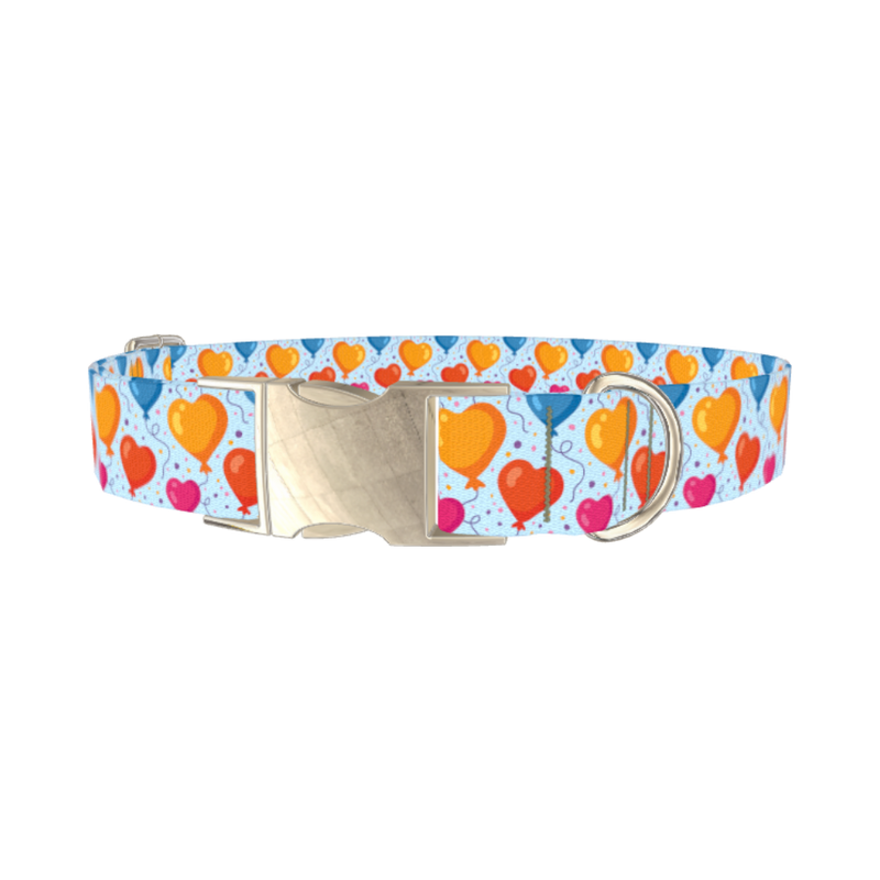 Valentine Heart Balloon Dog Collar - metal silver