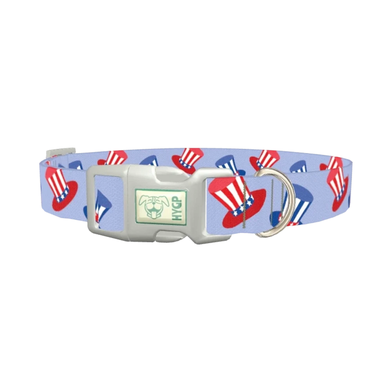 Patriotic Hat Dog Collar - plastic silver