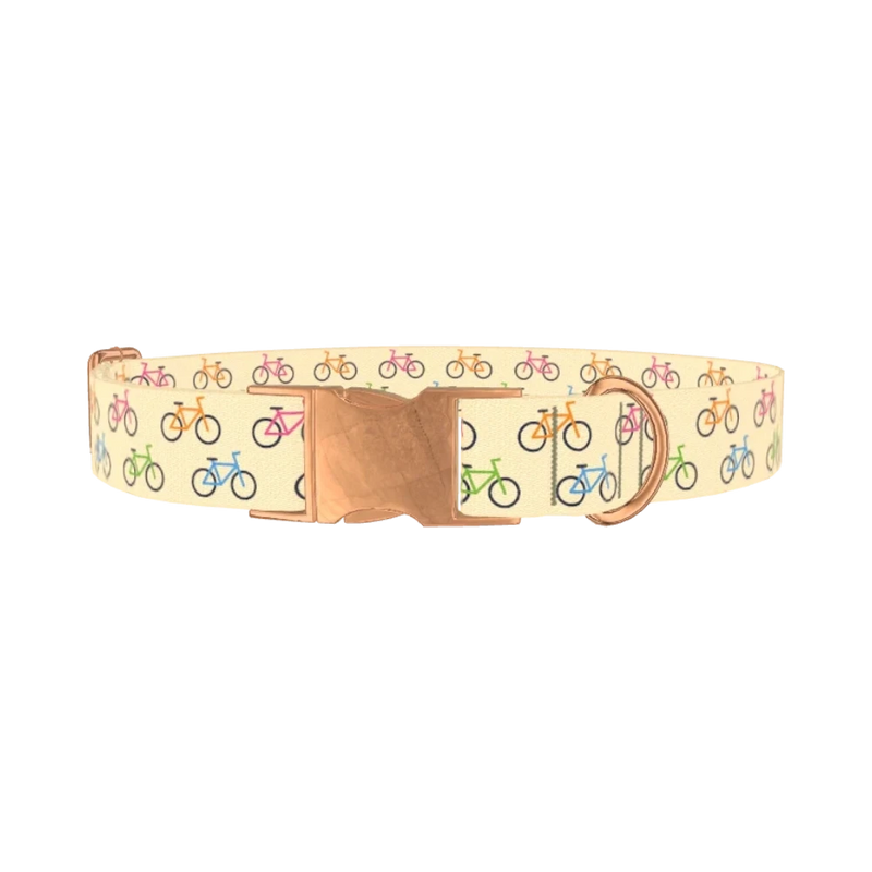 Colorful Bicycle Dog Collar - metal rose gold