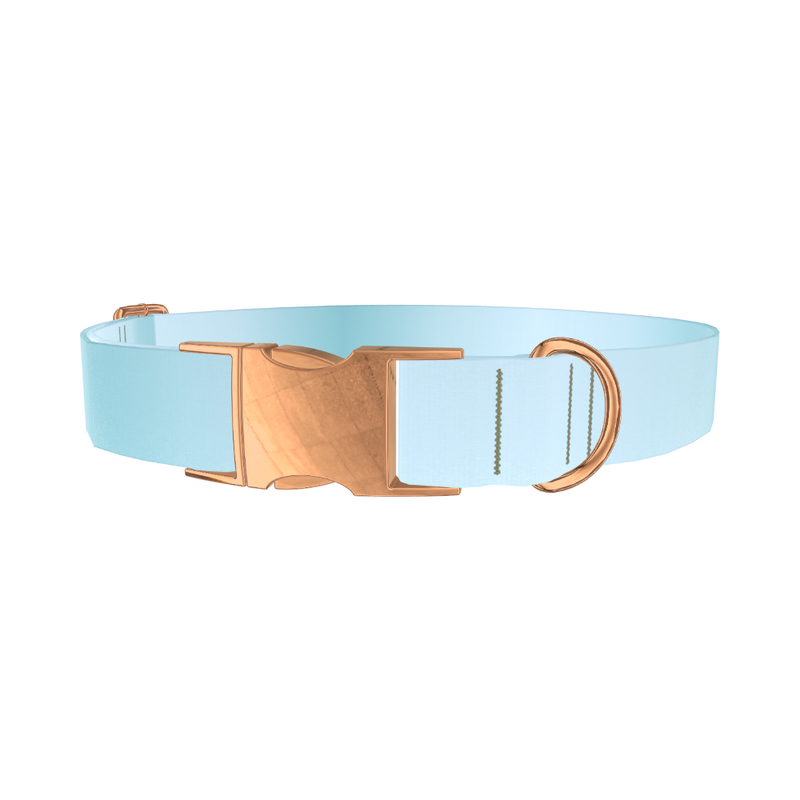 Blue Gradient Dog Collar - metal rose gold