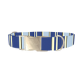 Navy Stripes Dog Collar - metal silver