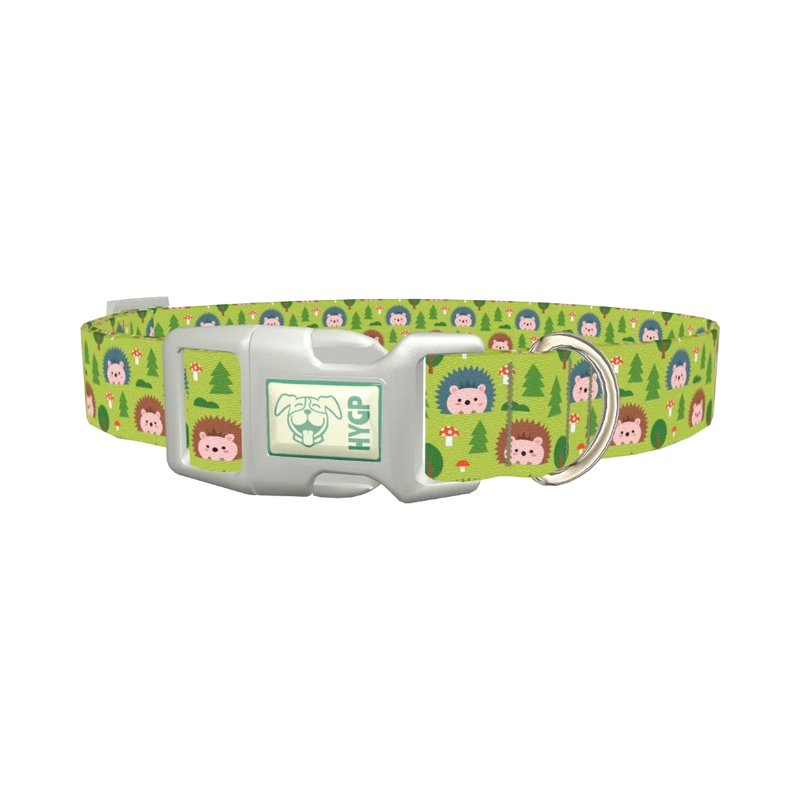 Woodland Hedgehog Dog Collar - plastic silver