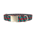 Rhombus Plaid Dog Collar - metal silver