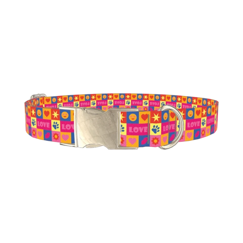 Geometric Valentine Dog Collar - metal silver