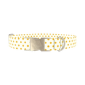 Yellow Polka Dot Dog Collar - metal silver