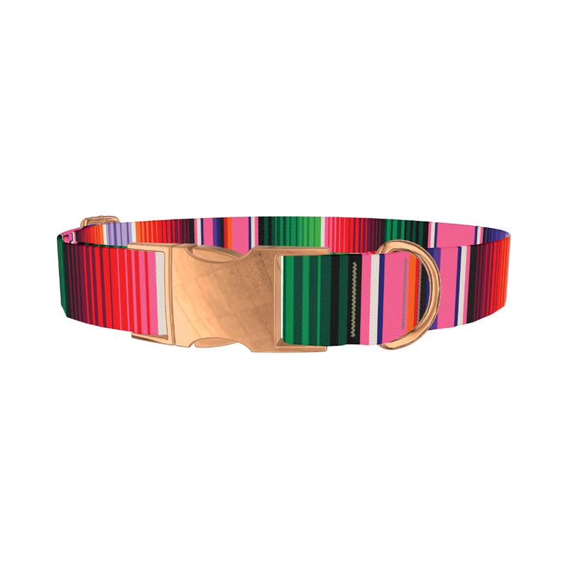 Mexican Stripe Dog Collar - metal rose gold