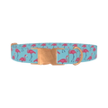 Flamingo Print Dog Collar - metal rose gold