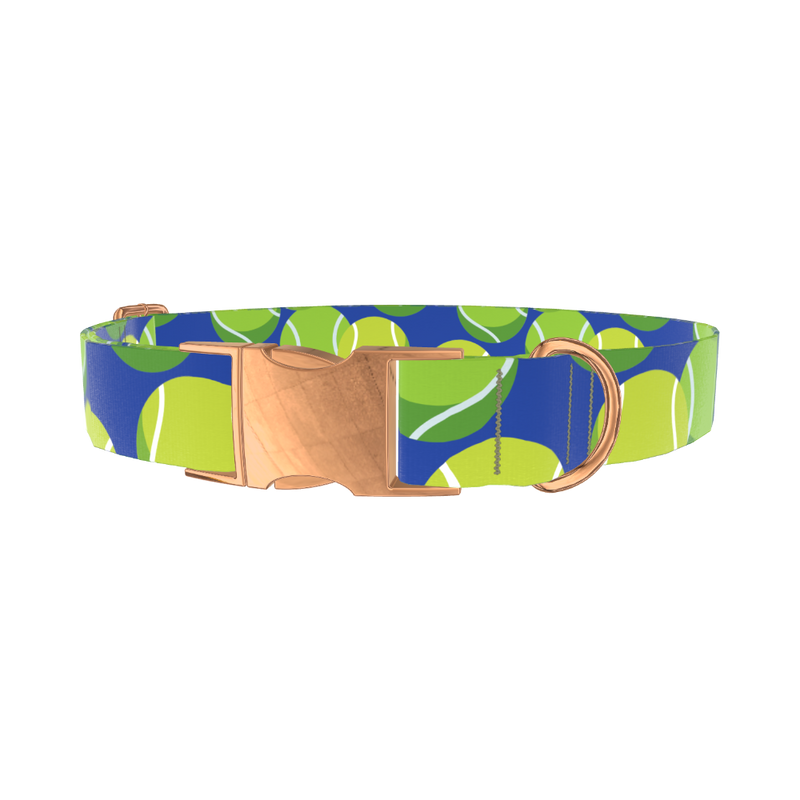 Tennis Ball Dog Collar - metal rose gold