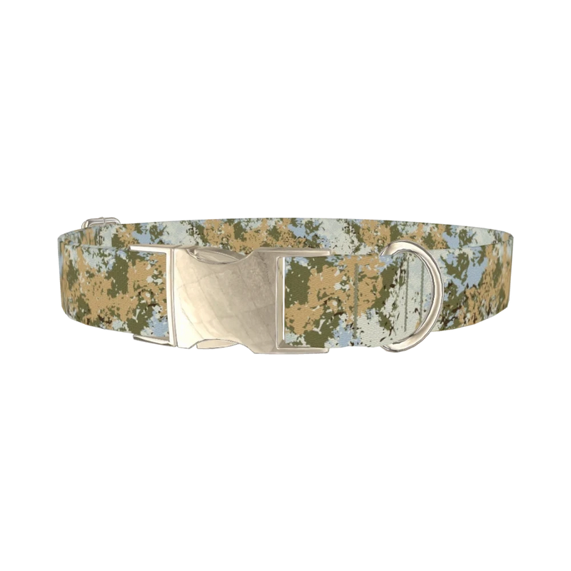 Camouflage Splatter Dog Collar - metal silver