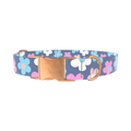 Retro Flower Dog Collar - metal rose gold