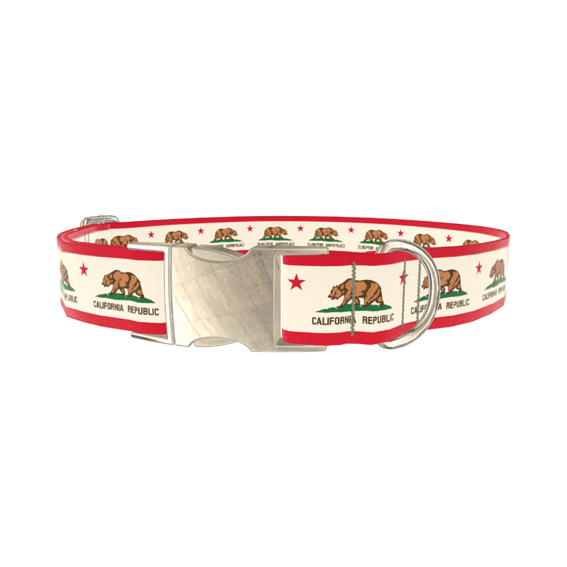 California Republic Flag Dog Collar - metal rose gold