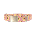 Pink Sunflower Dog Collar - metal silver