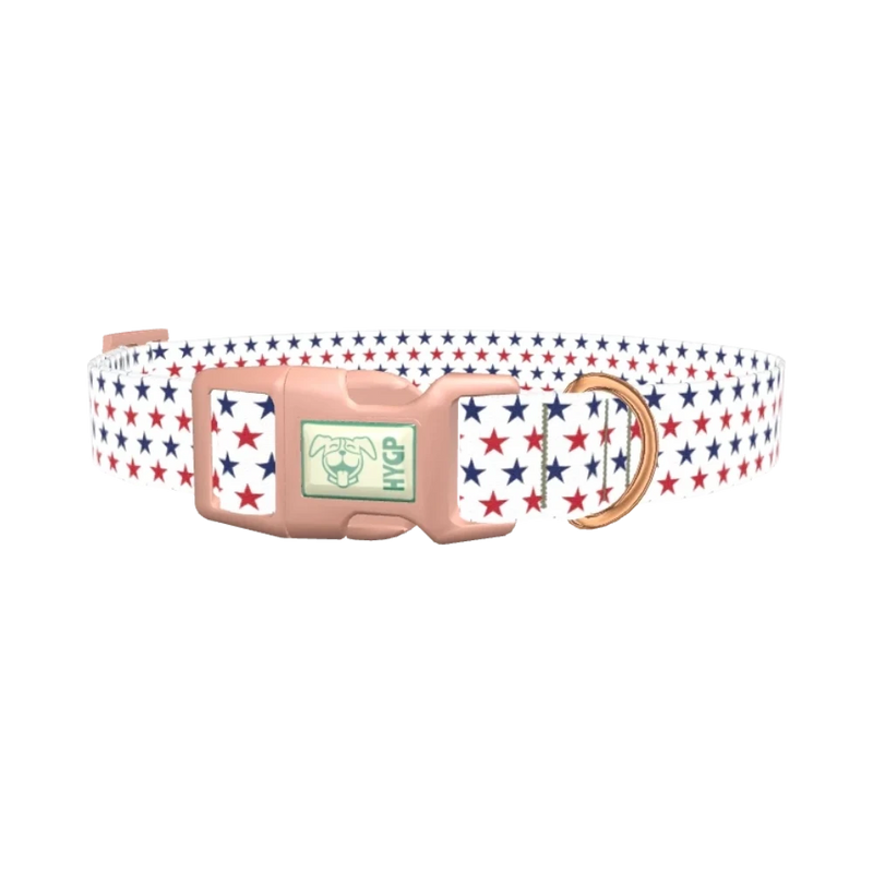 Patriotic Star Dog Collar - plastic rose gold