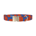 Blue Basketball Pattern Dog Collar - metal silver