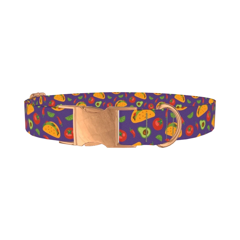 Taco Fiesta Dog Collar - metal rose gold