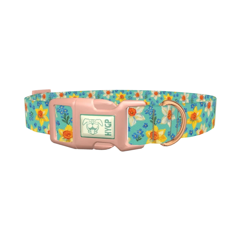 Floral Narcissus Dog Collar - plastic rose gold