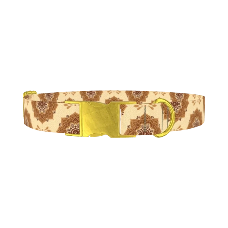 Mandala Pattern Dog Collar - metal gold