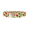 Strawberry Pattern Dog Collar - metal silver