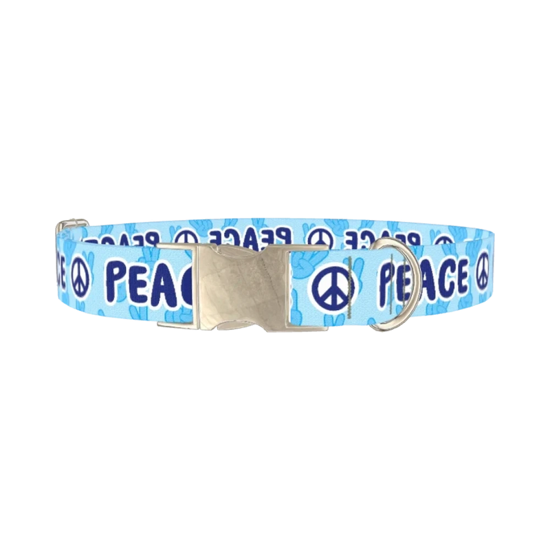 Peace Symbol Dog Collar - metal silver