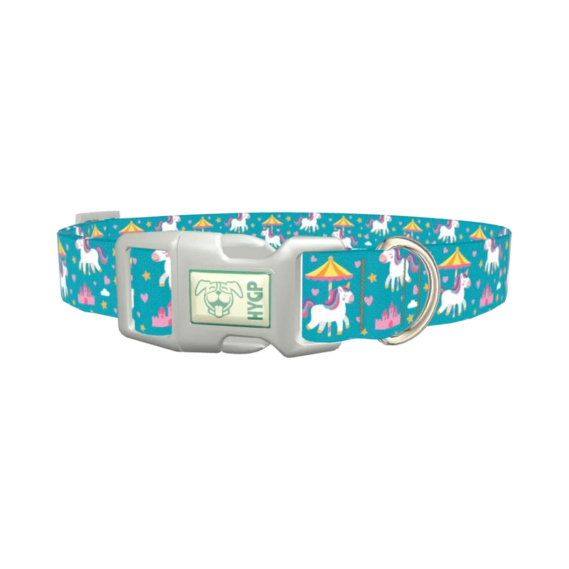 Unicorn Carousel Dog Collar - plastic silver