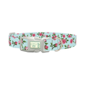 Pink Rose Blossom Dog Collar - plastic silver