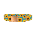 Sunflower Floral Dog Collar - metal rose gold