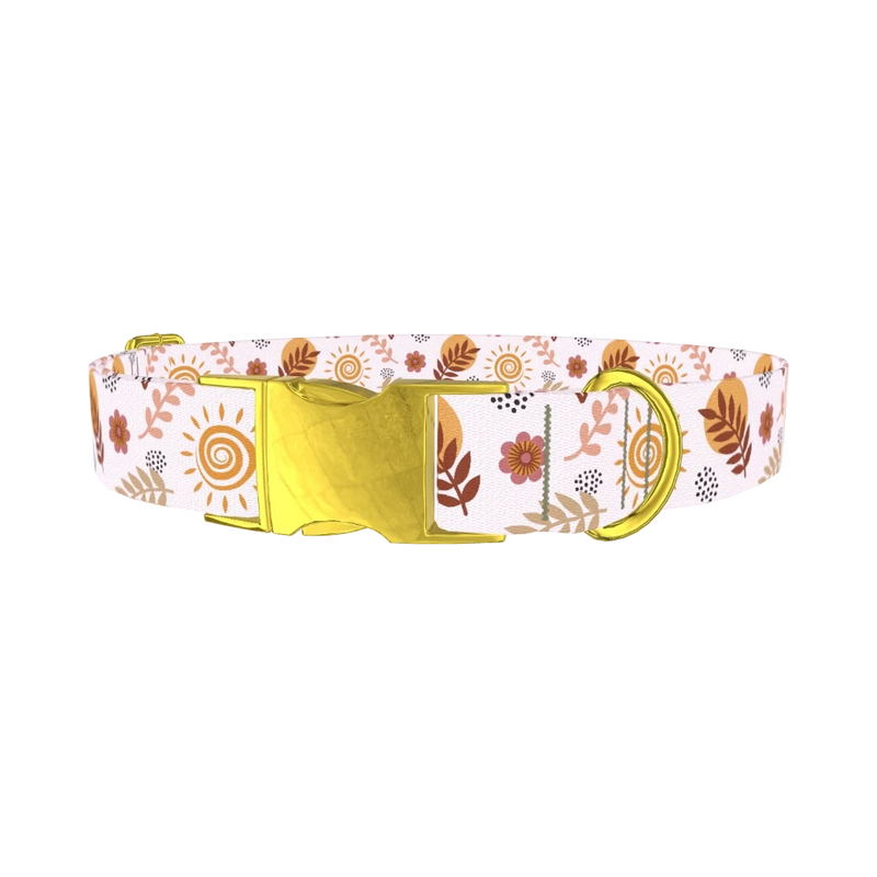 Boho Sun Moon Dog Collar - metal gold