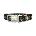 Rainbow Peace Dog Collar - plastic silver
