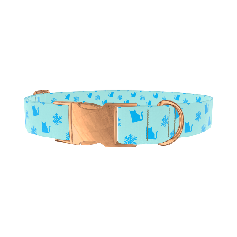 Winter Cat Dog Collar - metal rose gold