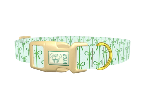 Green Bow Pattern Dog Collar