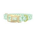 Green Bow Pattern Dog Collar - plastic gold
