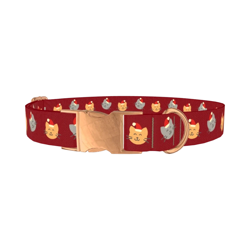 Santa Cat Dog Collar - metal rose gold