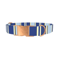 Navy Stripes Dog Collar - metal rose gold