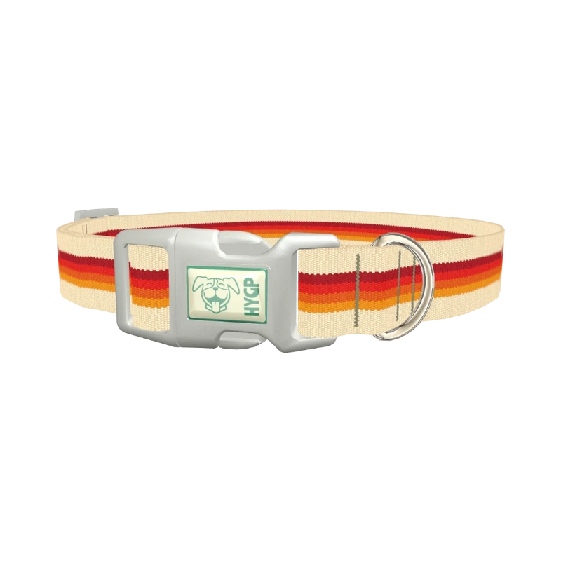 Retro Hexagon Stripe Dog Collar - plastic silver