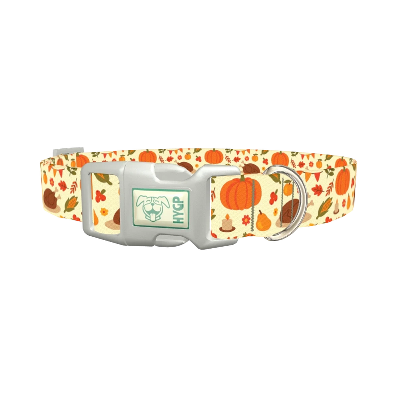 Thanksgiving Feast Dog Collar - plastic silver