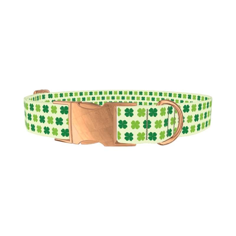 Four Leaf Clover Dog Collar - metal rose gold