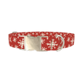 Red Snowflake Dog Collar - metal silver