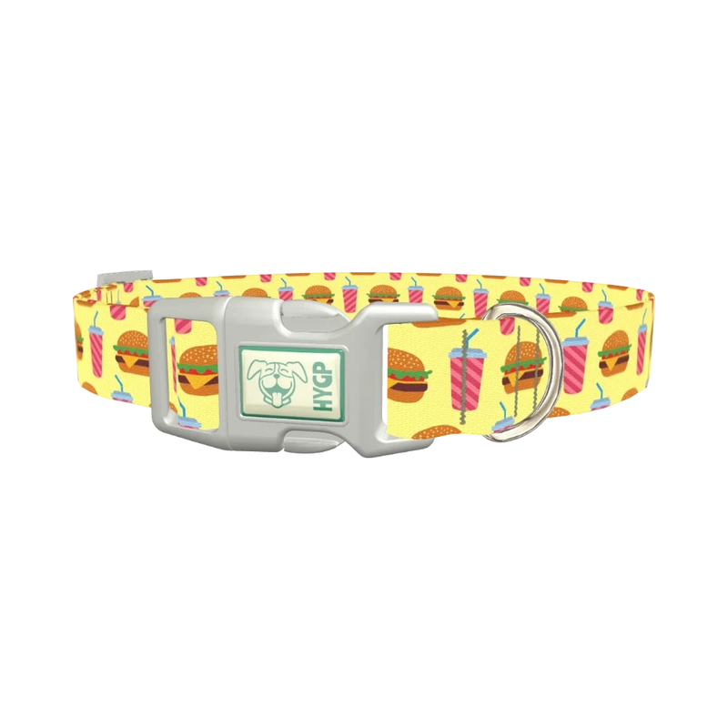Burger and Shake Dog Collar - plastic silver
