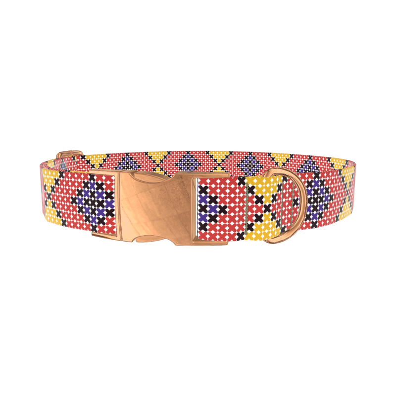 Colorful Geometric Dog Collar - metal silver