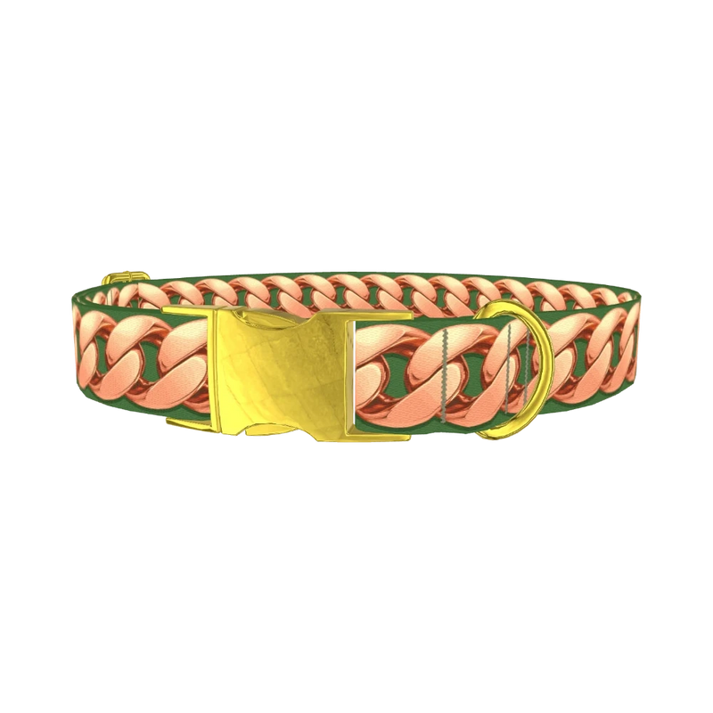 Rose Gold Chain Dog Collar - metal gold