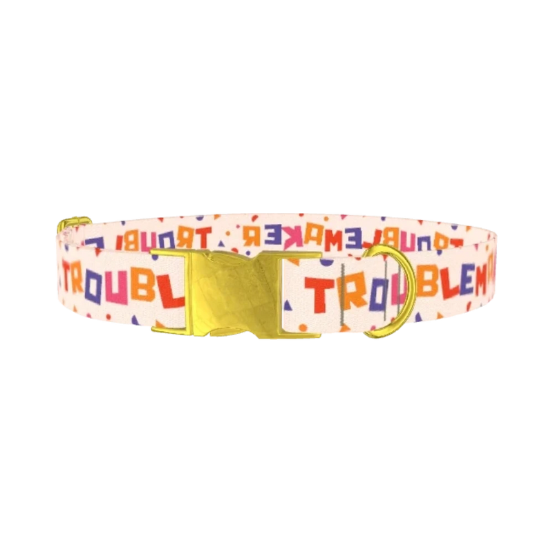 Geometric Letter Dog Collar - metal gold