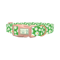Green Daisy Meadow Dog Collar - plastic rose gold