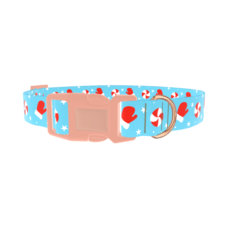 Peppermint Mitten Dog Collar - plastic rose gold