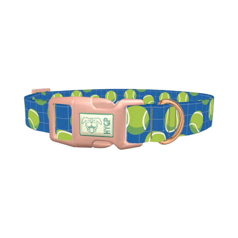 Tennis Ball Pattern Dog Collar - plastic rose gold