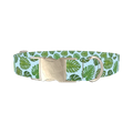 Blue Monstera Leaf Dog Collar - metal silver