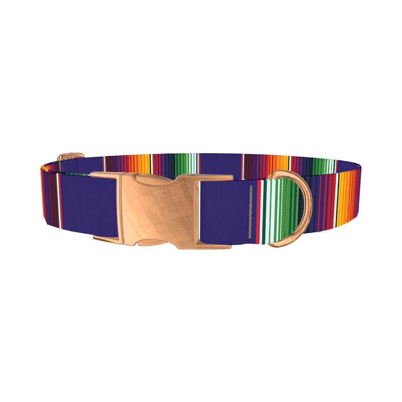 Colorful Stripes Dog Collar - metal rose gold