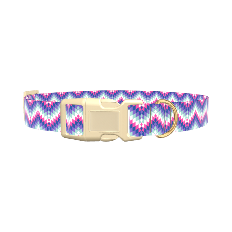 Geometric Chevron Dog Collar - plastic silver