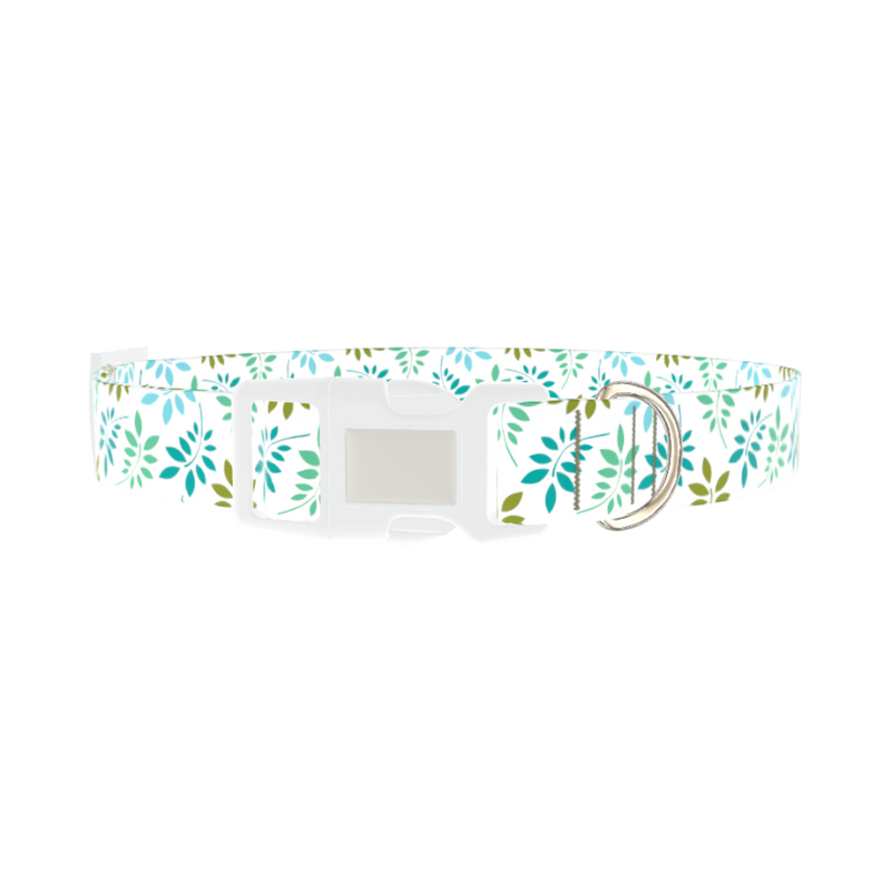Leaf Pattern Dog Collar - plastic silver