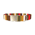 Vintage Stripes Dog Collar - metal silver