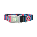 Geometric Star Stripe Dog Collar - plastic silver
